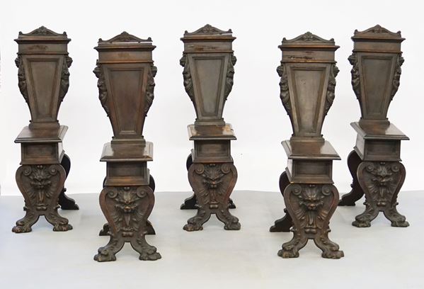 



Cinque panchetti, in stile neo Rinascimento  - Asta Arredi, mobili e oggetti d'arte - Poggio Bracciolini Casa d'Aste