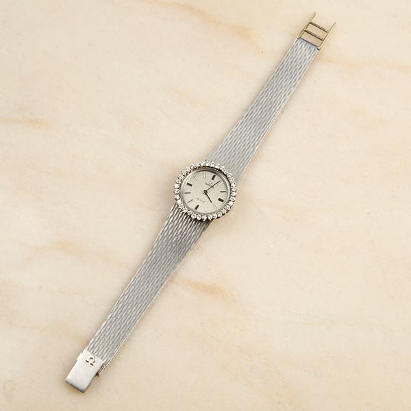 



OROLOGIO DA POLSO&nbsp; PER SIGNORA , OMEGA&nbsp; DE VILLE IN ORO BIANCO 18KT E DIAMANTI