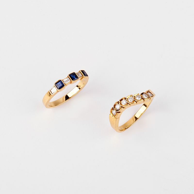 Fedina a Onda in Oro Giallo 18kt e Diamanti