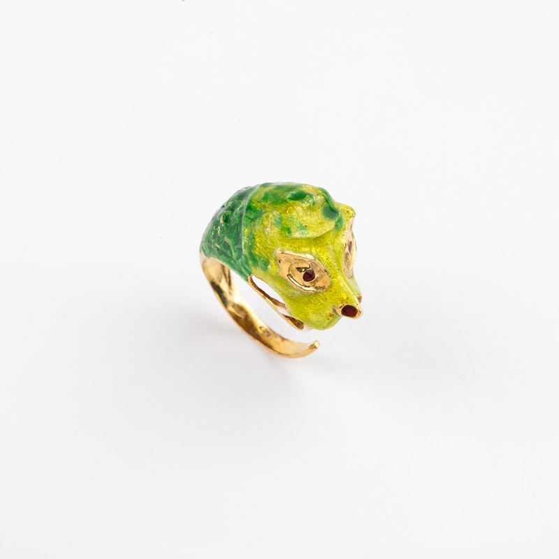 ANELLO IN ORO GIALLO 18KT E SMALTO