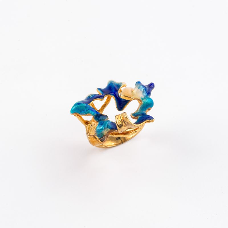 ANELLO IN ORO GIALLO 18KT E SMALTO