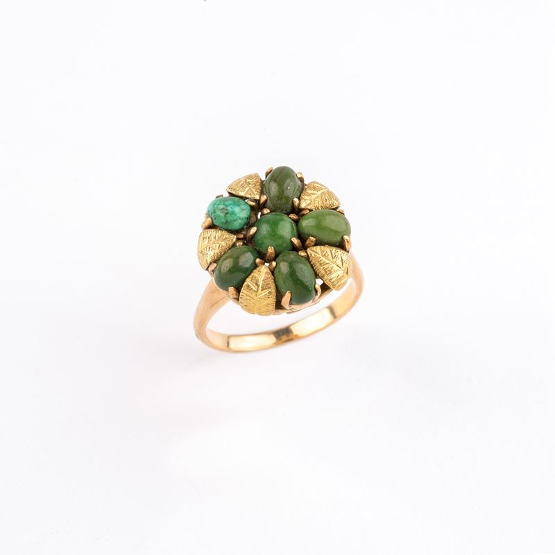 Anello in Oro Giallo 18kt e Turchese