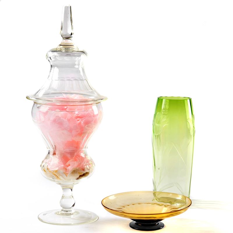 Grande coppa con coperchio, vaso e alzata, sec. XX