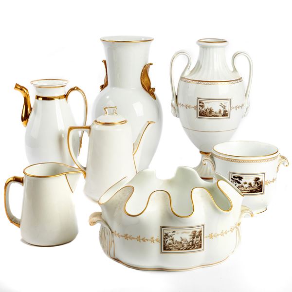 



Rinfresca bicchieri, cache pot e vaso biansato, manifattura Richard Ginori, sc. XX
