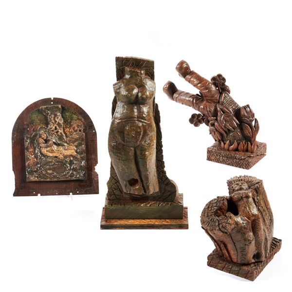 Altorilievo, sec. XVIII  e  tre Sculture di  Biancalana Inaco