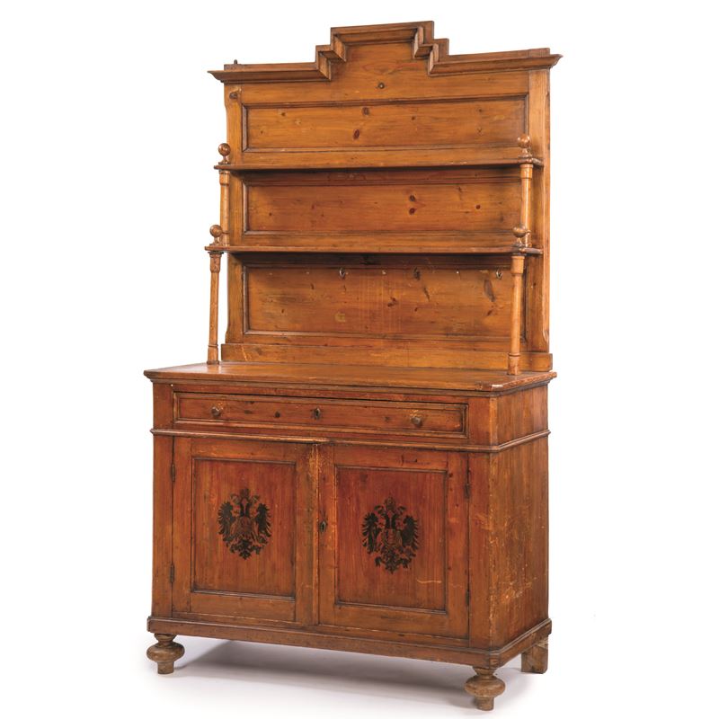 Credenza a doppio corpo, sec. XIX