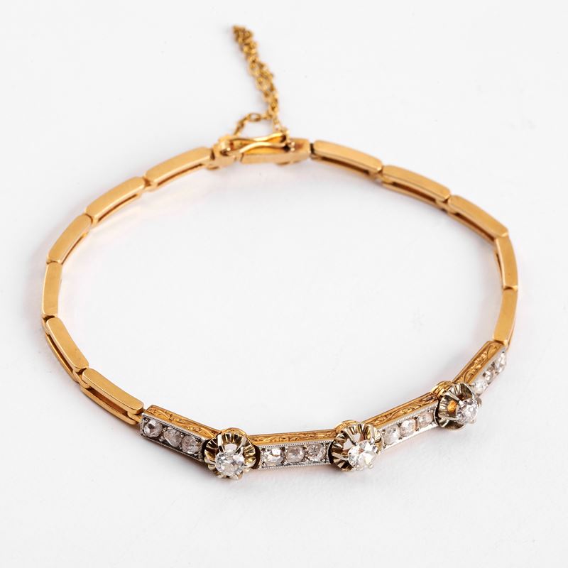 Bracciale, Francia Inizi Sec. XX in Oro 18kt a Maglie Snodate
