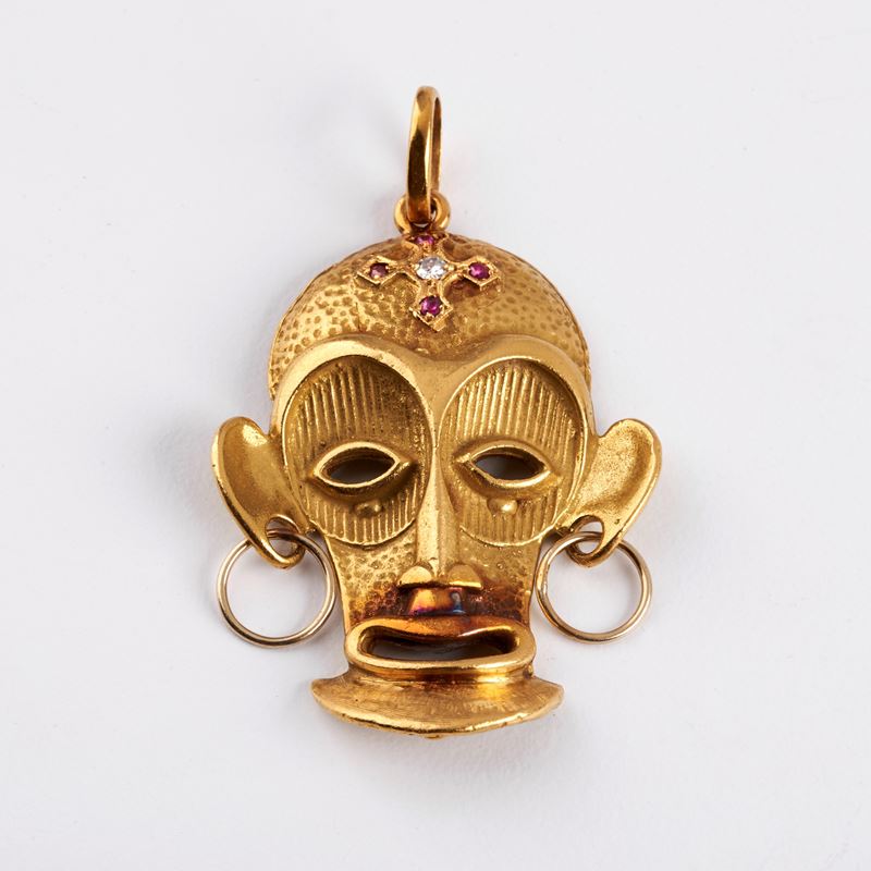 Pendente in Oro Giallo 18kt e Pietre Preziose
