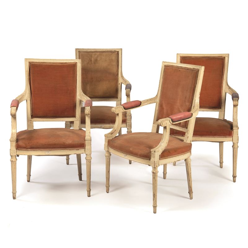 Quattro poltroncine in stile Settecento