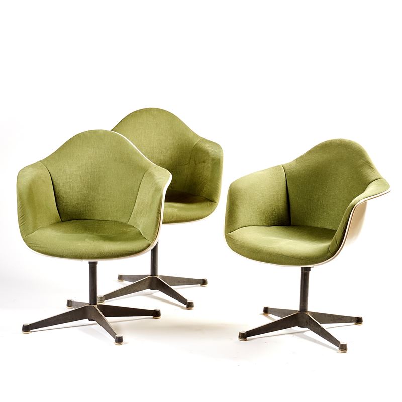 Tre poltroncine, produzione Herman Miller, design Charles Eames, anni '50