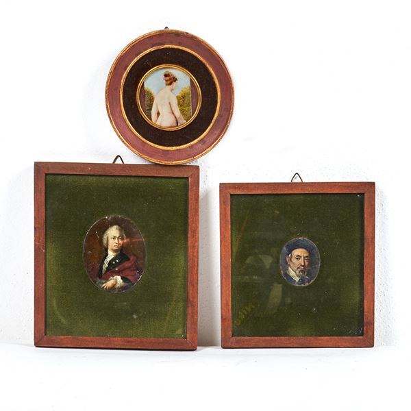 



Tre miniature, sec. XIX