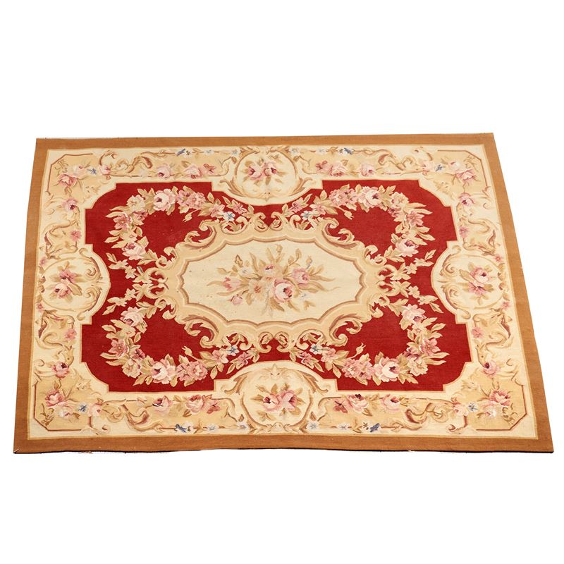 Tappeto Aubusson e due piccoli tappeti orientali, inizi sec. XX