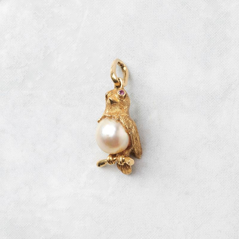 PENDENTE IN ORO GIALLO 18KT E PERLA