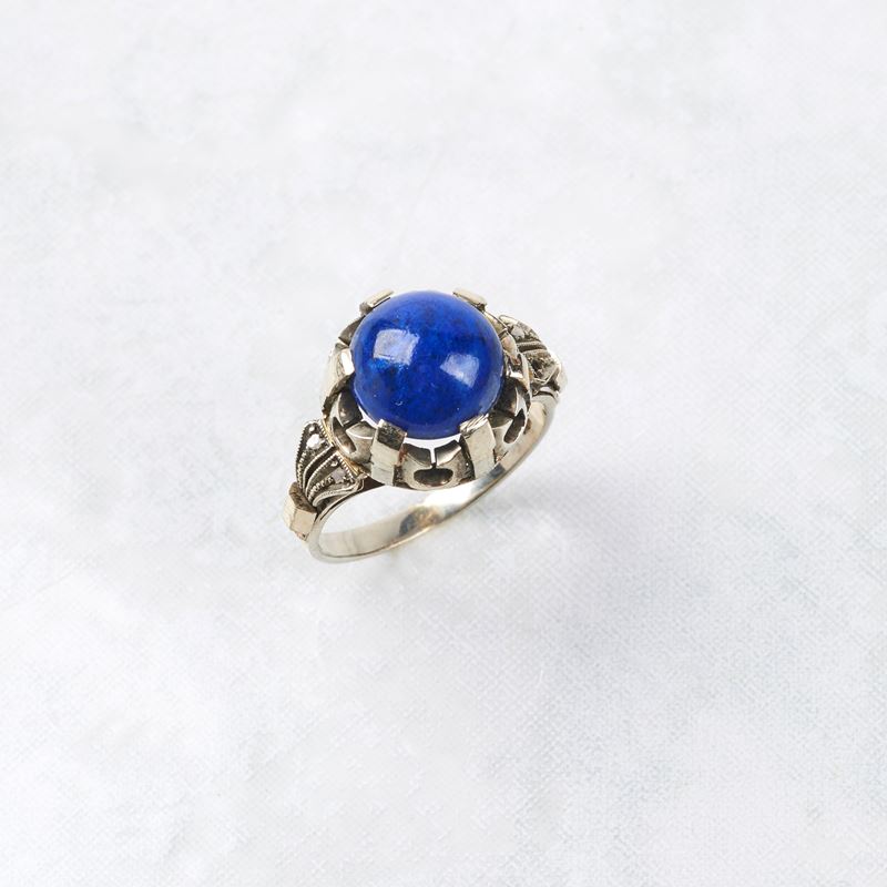 ANELLO IN ORO BIANCO 18KT E LAPISLAZZULI