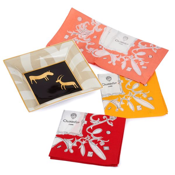 



TRE FOULARD IN SETA CHANTECLER CAPRI