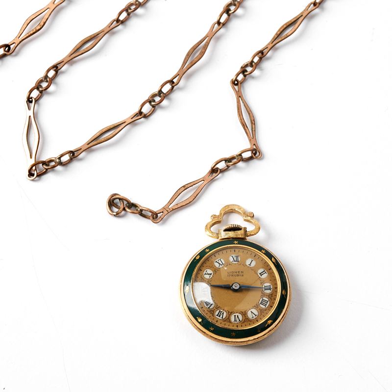OROLOGIO DA TASCHINO LIDHER IN ORO GIALLO 18KT E SMALTI