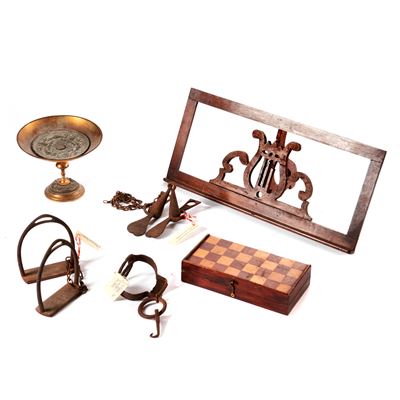 Leggio in Legno, Alzata, Scatola da Gioco, Tredici Piccoli Contenitori , sec.XIX
