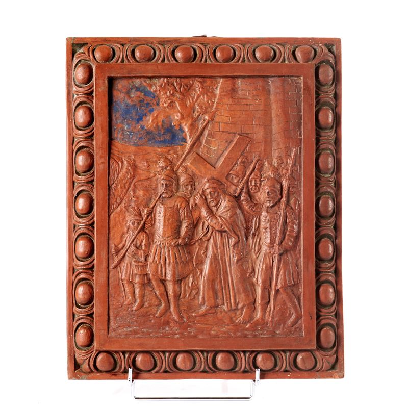 Formella, manifattura Chini Borgo San Lorenzo, sec. XX