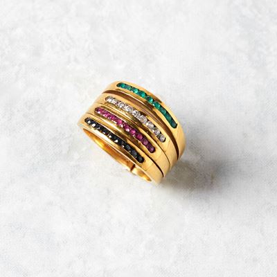 Anello in Oro Giallo 18kt e Pietre