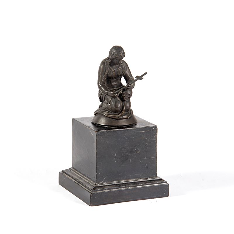 Scuola italiana, Maddalena Penitente, scultura in metallo brunito