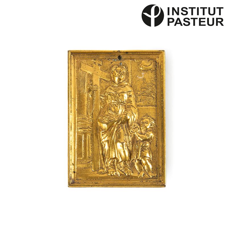 Placchetta raffigurante Sant’Antonio, bronzo dorato, XIX-XX secolo