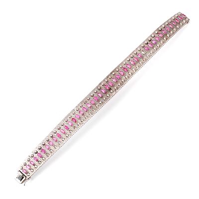 Bracciale in Oro Bianco 18kt, Diamanti e Rubini