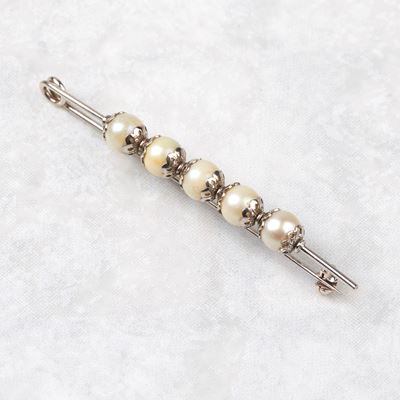 Spilla da Balia, in Oro Bianco 18kt e Perle
