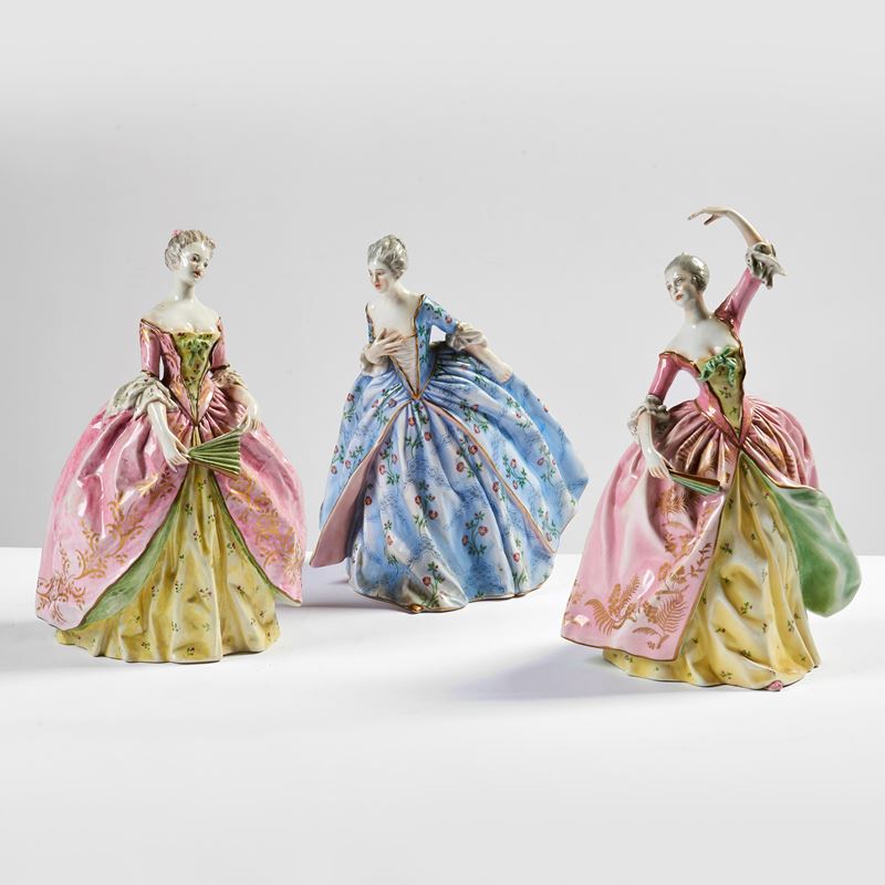 Tre statuine, manifattura Ginori, inizi sec. XX