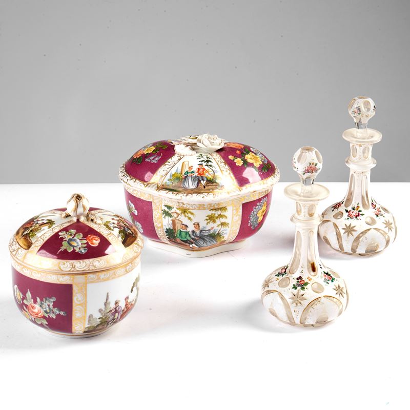 Due cofanetti, manifattura Meissen, inizi sec. XX