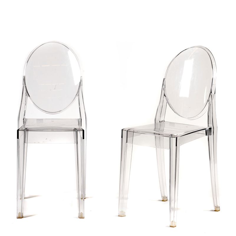Coppia di sedie, produzione Kartell, design Victoria Ghost, anni '90