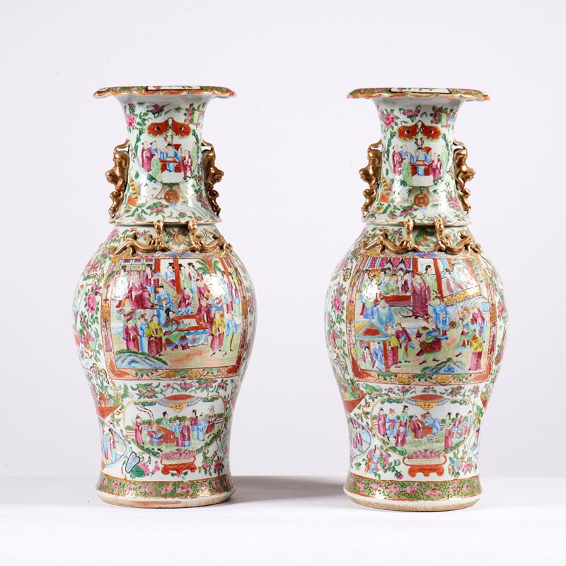 Coppia di vasi, arte orientale, inizi sec. XX