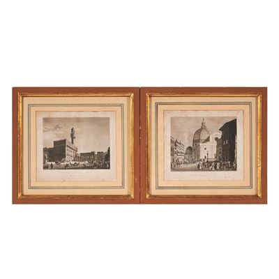 Scuola italiana, Versatoio. Disegno a inchiostro su carta (sec. XIX); Scuola italiana, Vedute di ...