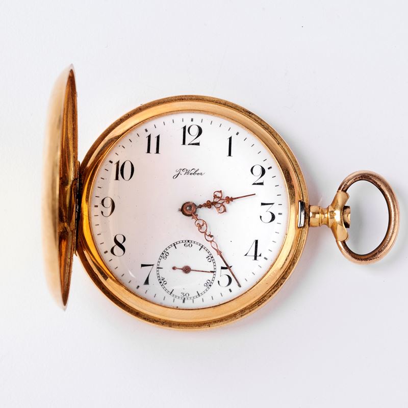 OROLOGIO DA TASCA SAVONETTE, F. WEBER, IN ORO GIALLO 18KT