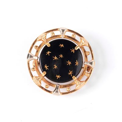 Spilla in Oro Giallo 18 Kt e Onice