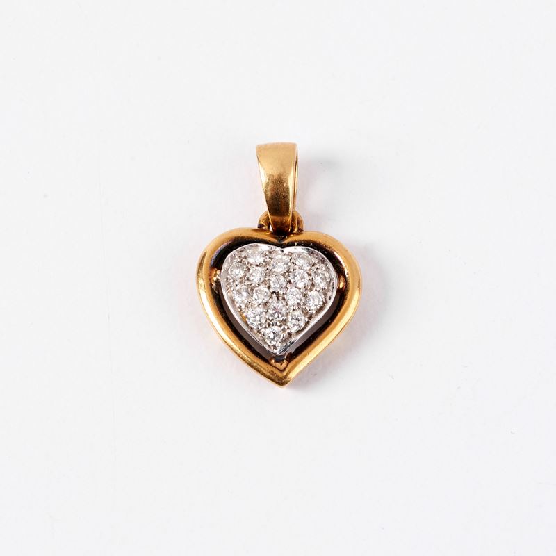 Pendente in Oro Giallo 18kt e Diamanti