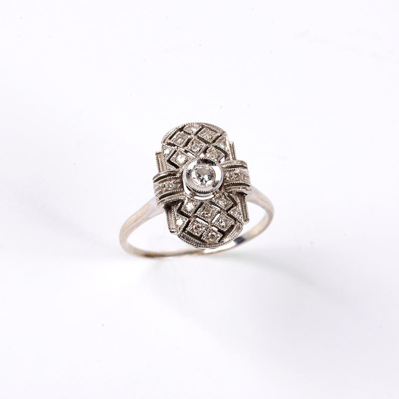 Anello in Oro Bianco 18 Kt e Diamanti