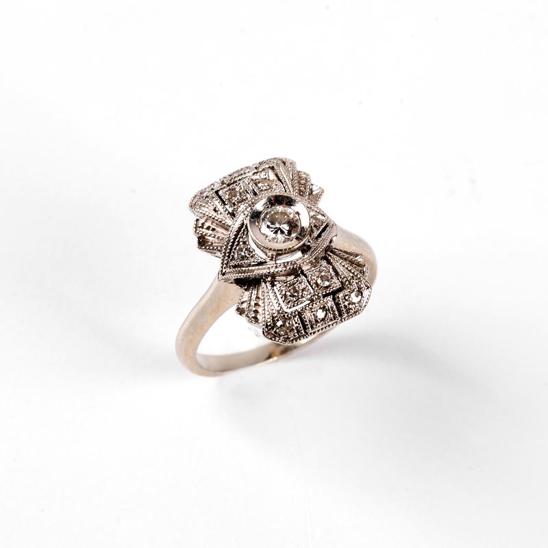Anello in Oro Bianco 18 Kt e Diamanti