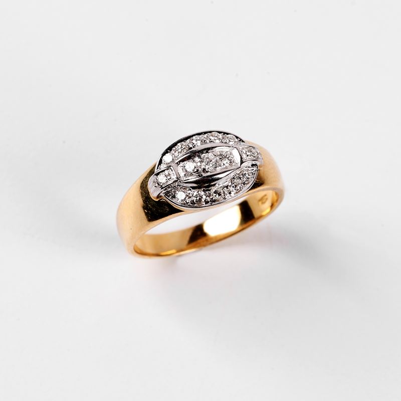 Anello in Oro Giallo 18 Kt e Diamanti