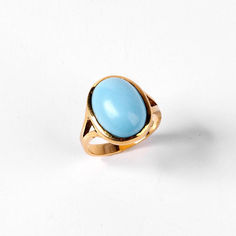 ANELLO IN ORO GIALLO 18KT E TURCHESE