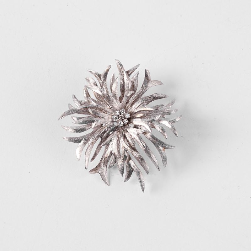 SPILLA IN ORO BIANCO 18KT E DIAMANTI
