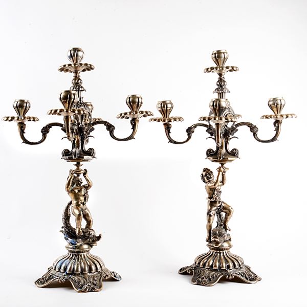 



COPPIA DI CANDELABRI, MILANO, SECOLO XX