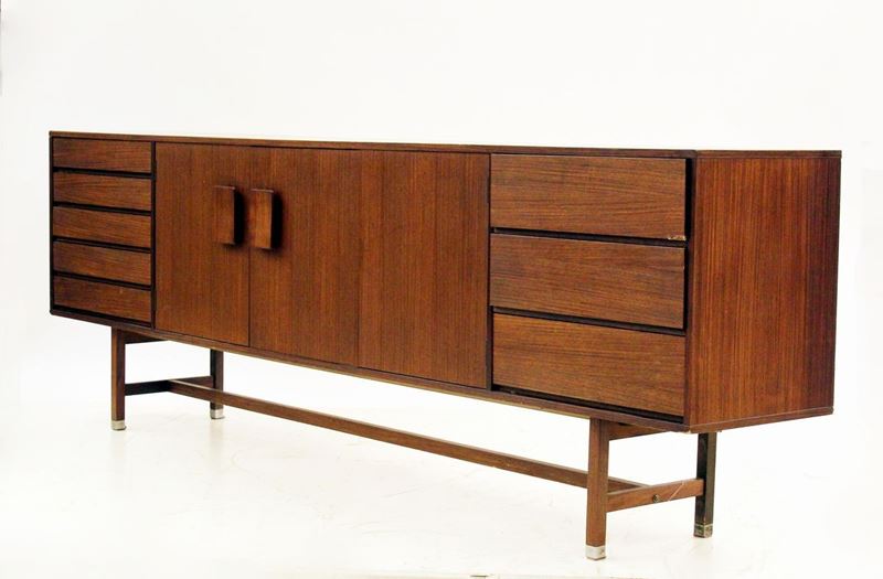 Credenza italiana degli anni '60 in legno listrato