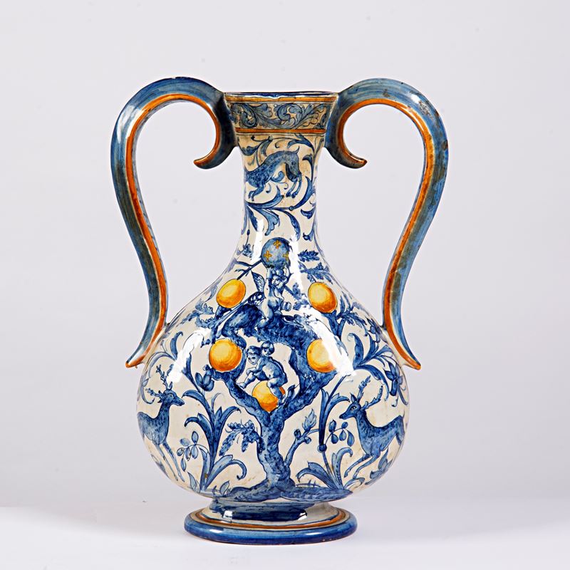 Vaso biansato, manifattura Cantagalli, sec. XX