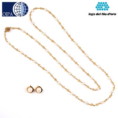 Lunga Collana in Oro Giallo 18kt e Perle