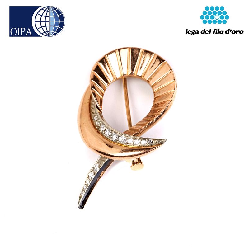 SPILLA IN ORO 9KT E DIAMANTI