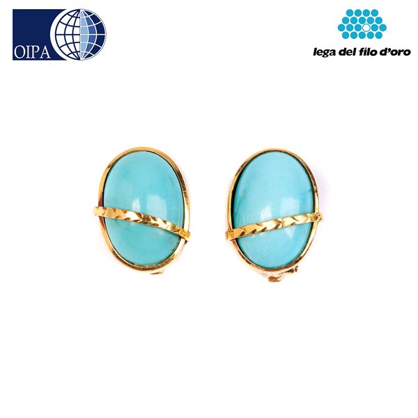 



PAIO DI ORECCHINI IN ORO GIALLO 18KT E TURCHESE