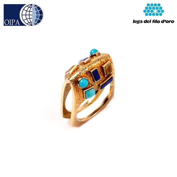 



ANELLO, IN ORO 14KT, E PIETRE