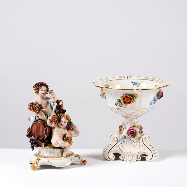 



Alzata e gruppo, manifattura di Capodimonte, sec. XX