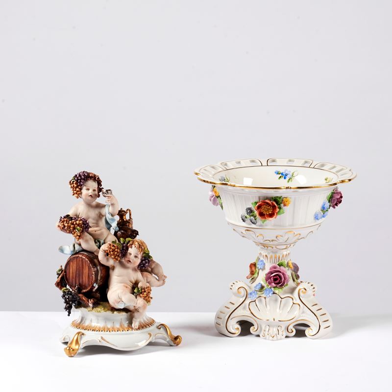Alzata e Gruppo, Manifattura di Capodimonte, Sec. XX