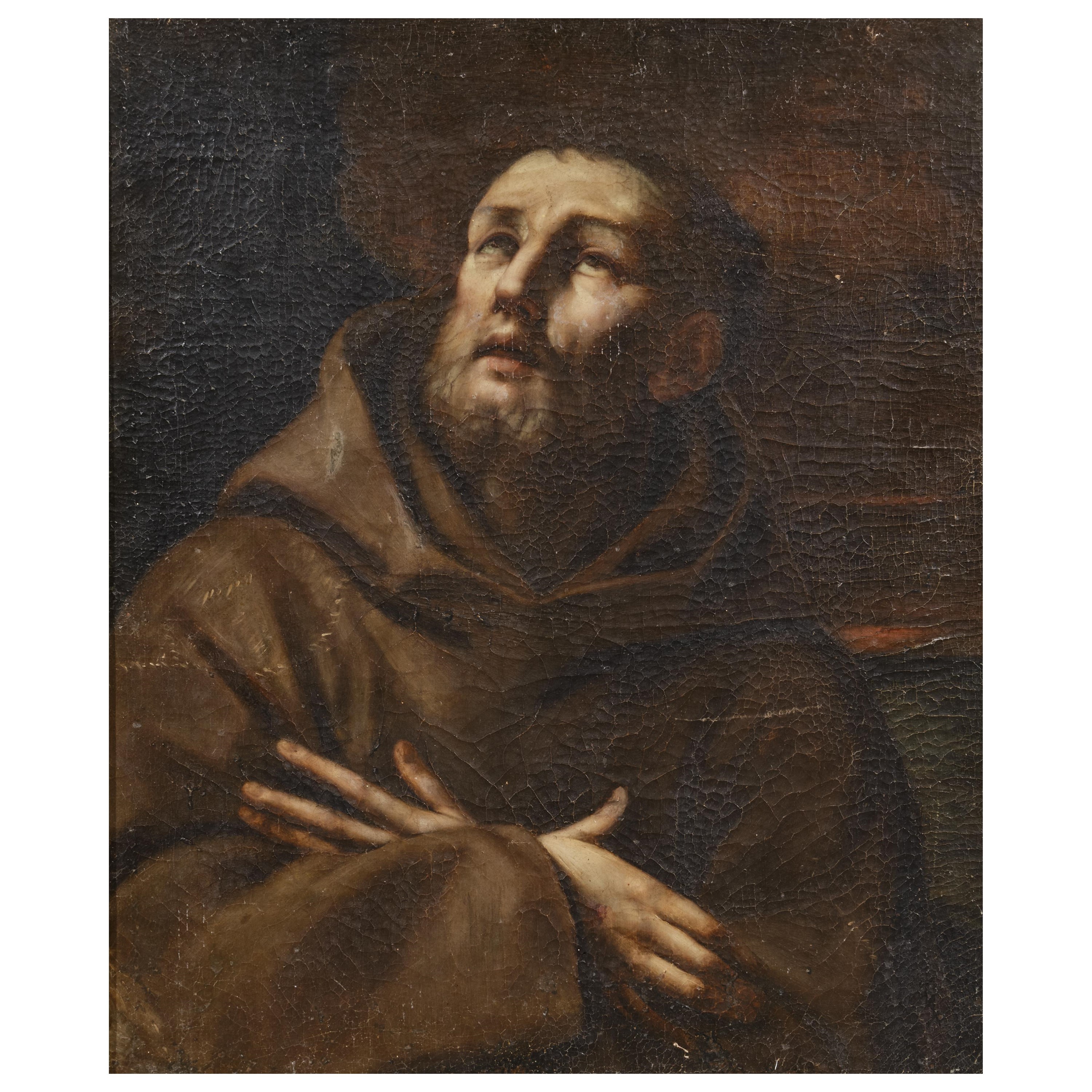 Scuola emiliana, San Francesco, olio su tela
